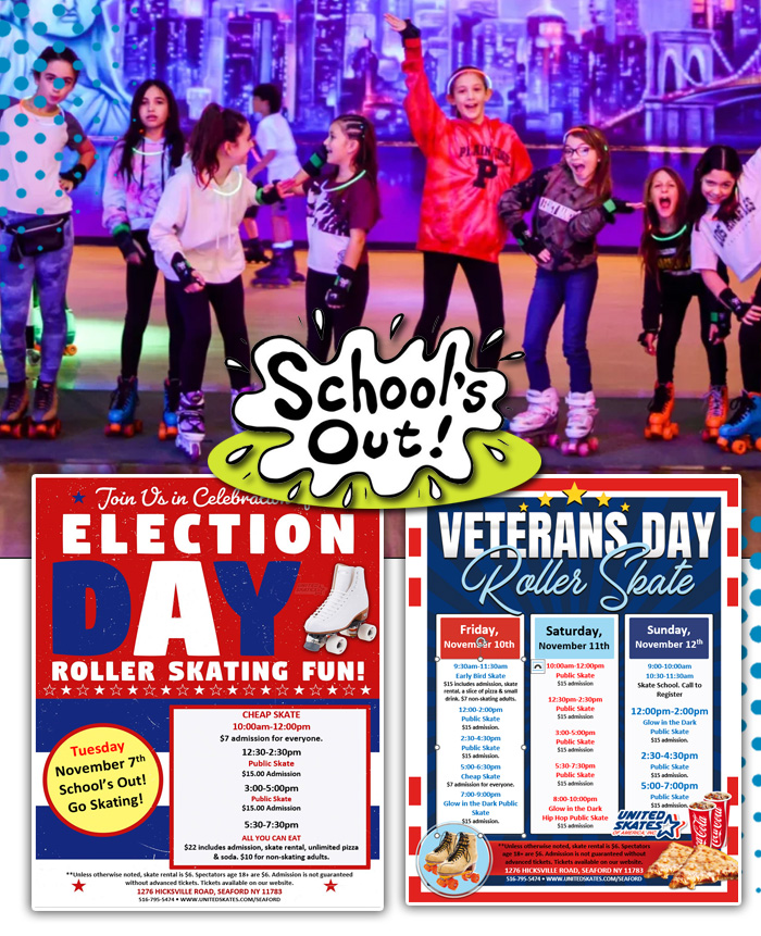 Schools Out Election Day and Veterans Day for Skating at United Skates