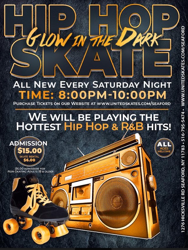 Glow In the Dark Hip Hop Skate Night at United Skates in Seaford, NY