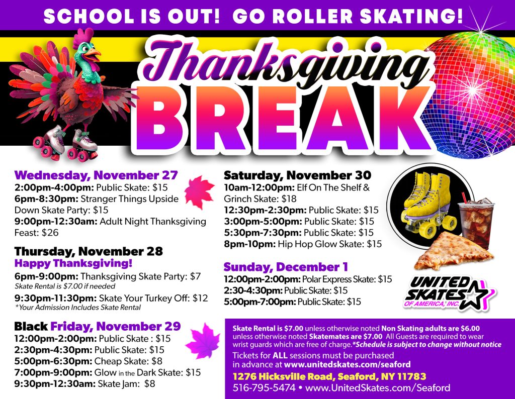 United Skates Seaford Thanksgiving Break 2024