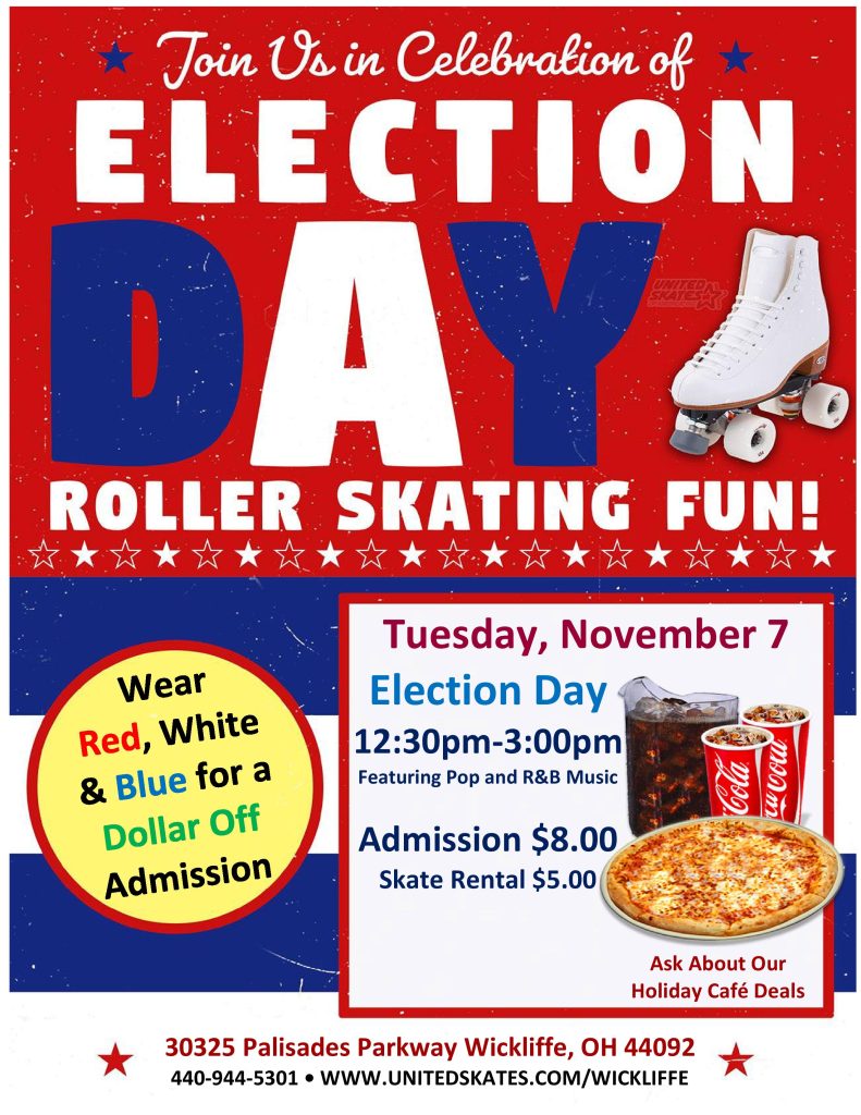 Schools Out Come Skate on Election Day at United Skates