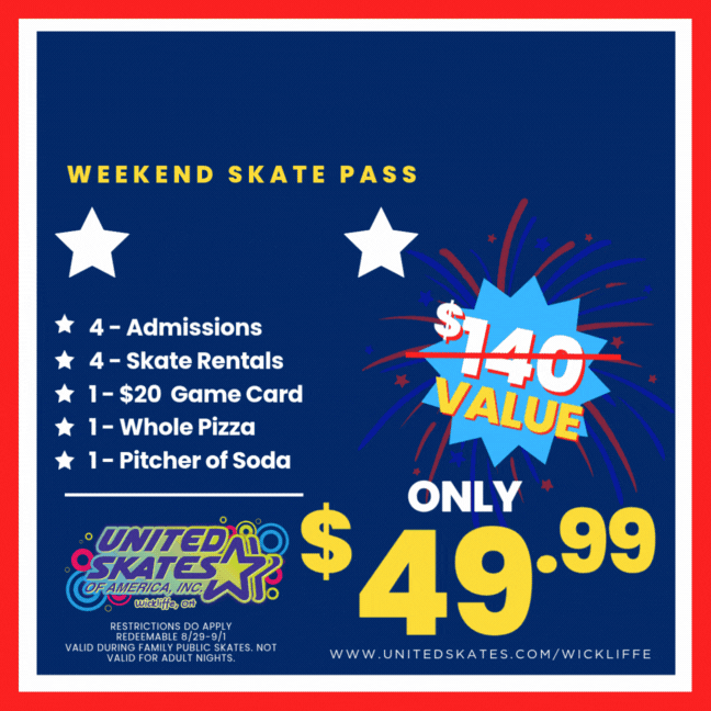 United Skates Wickliffe Labor Day Weekend Pass