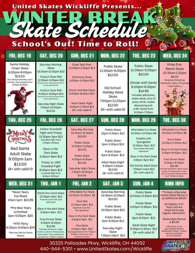 Winter Break 2025 United Skates Wickliffe