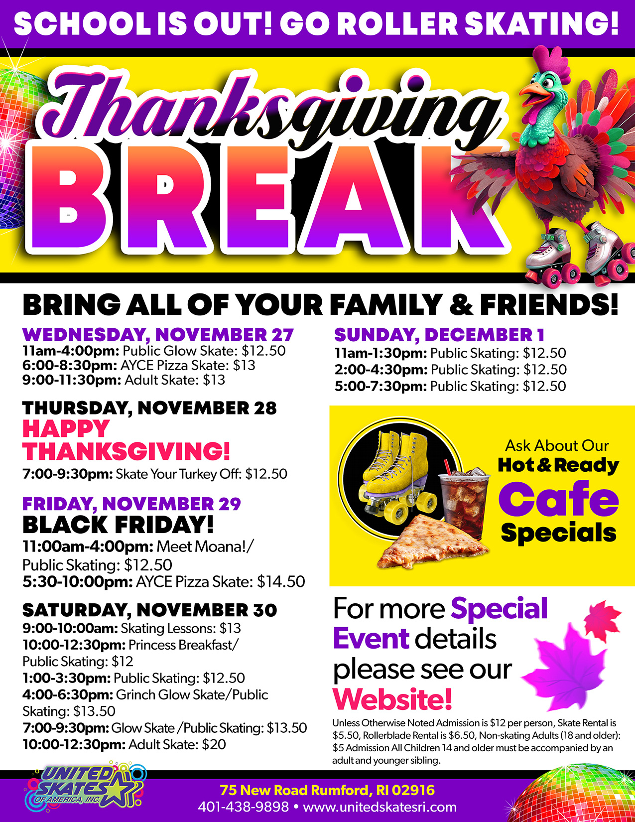 United Skates RI Thanksgiving Break 2024