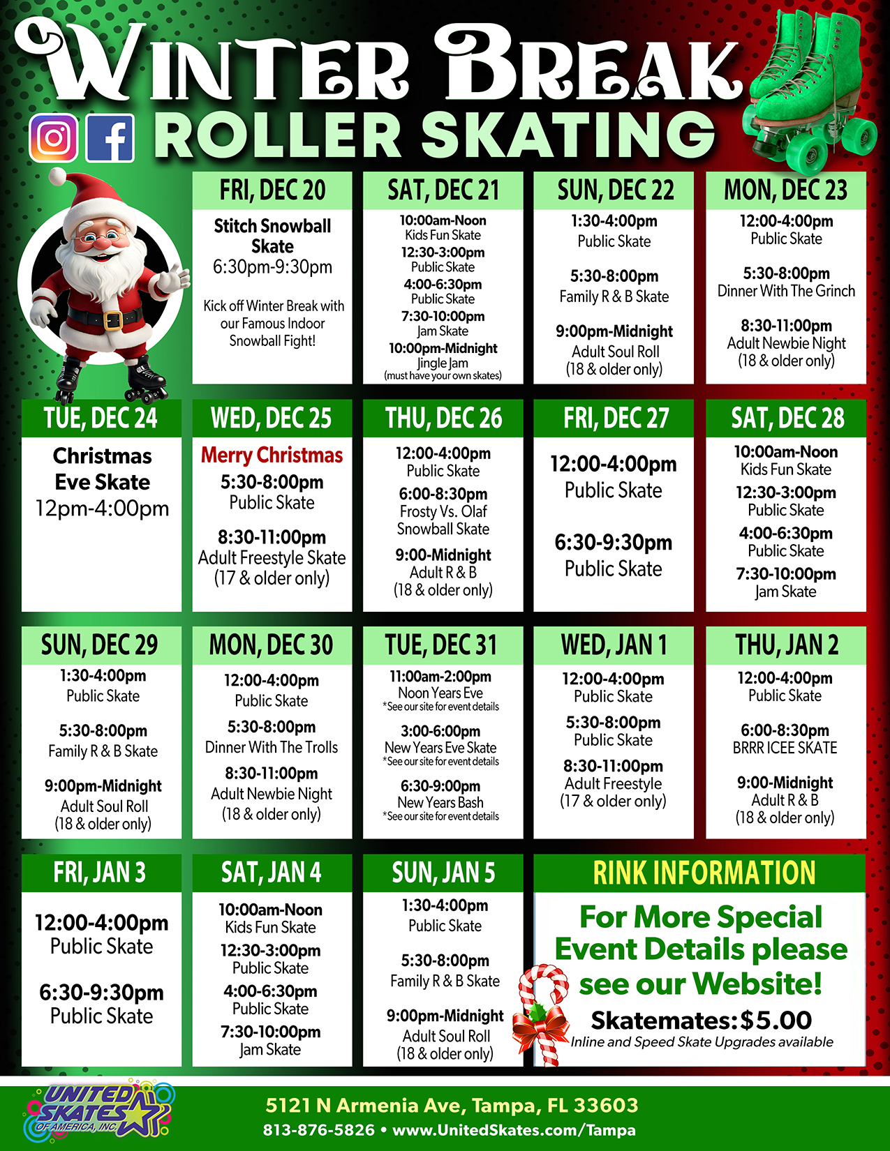 United Skates Tampa Winter Break 2024