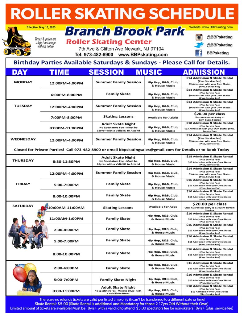 Branch Brook Park Skating Roller Rink, Parties, Arcade, & More