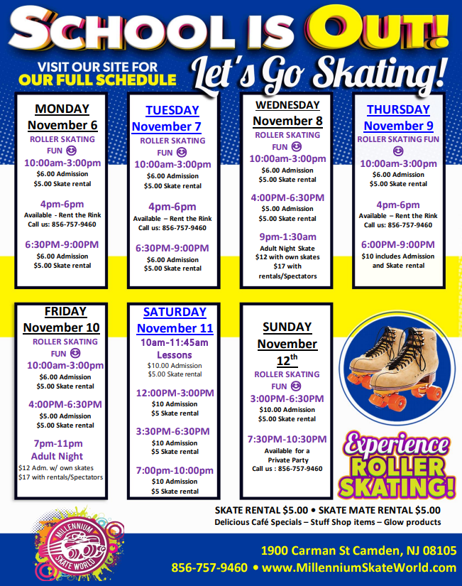 Schools Out in November and we are skating at Millennium Skate World