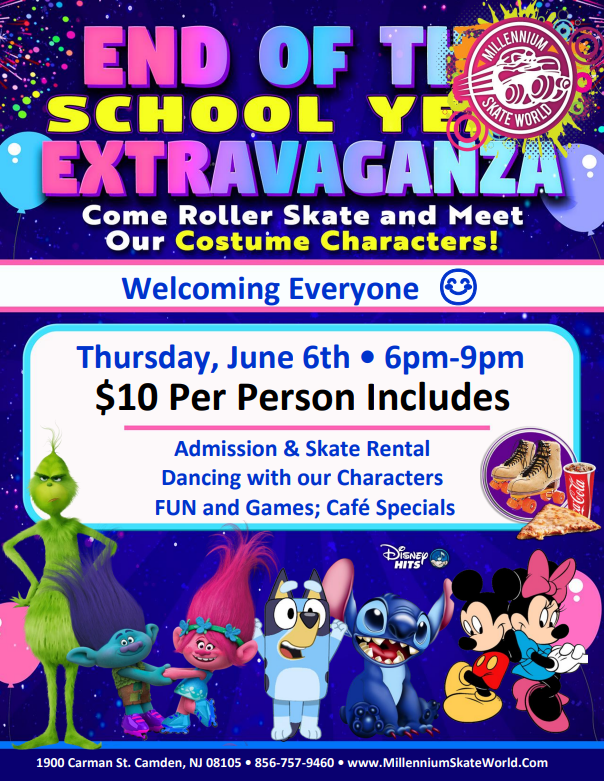 End of school year character skate