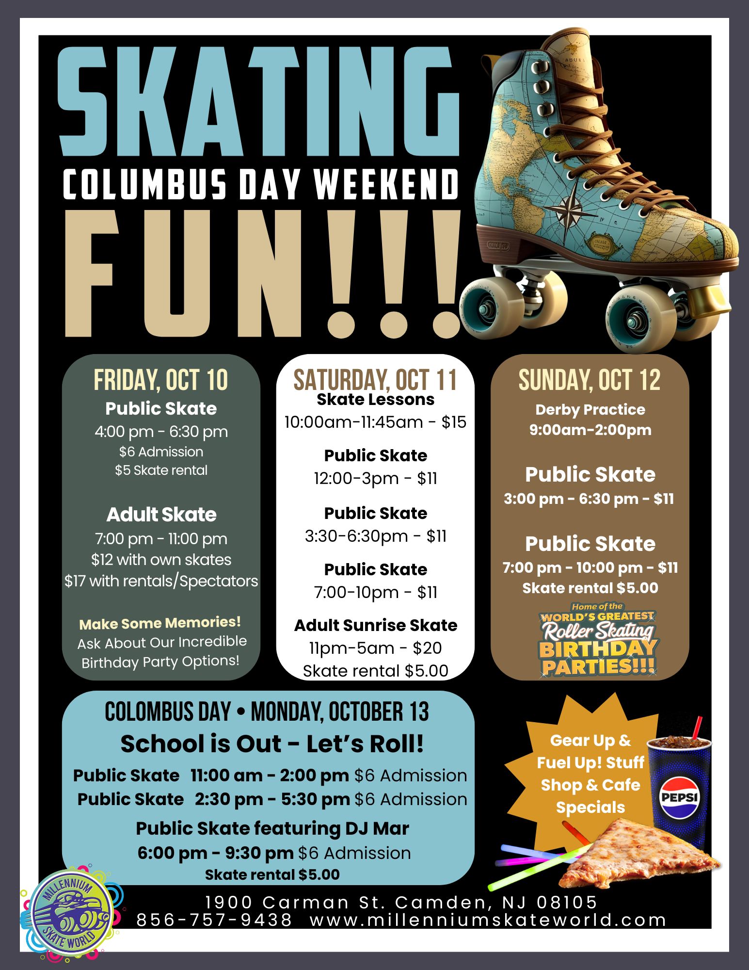 School is Out Columbus Day at Millennium Skate World