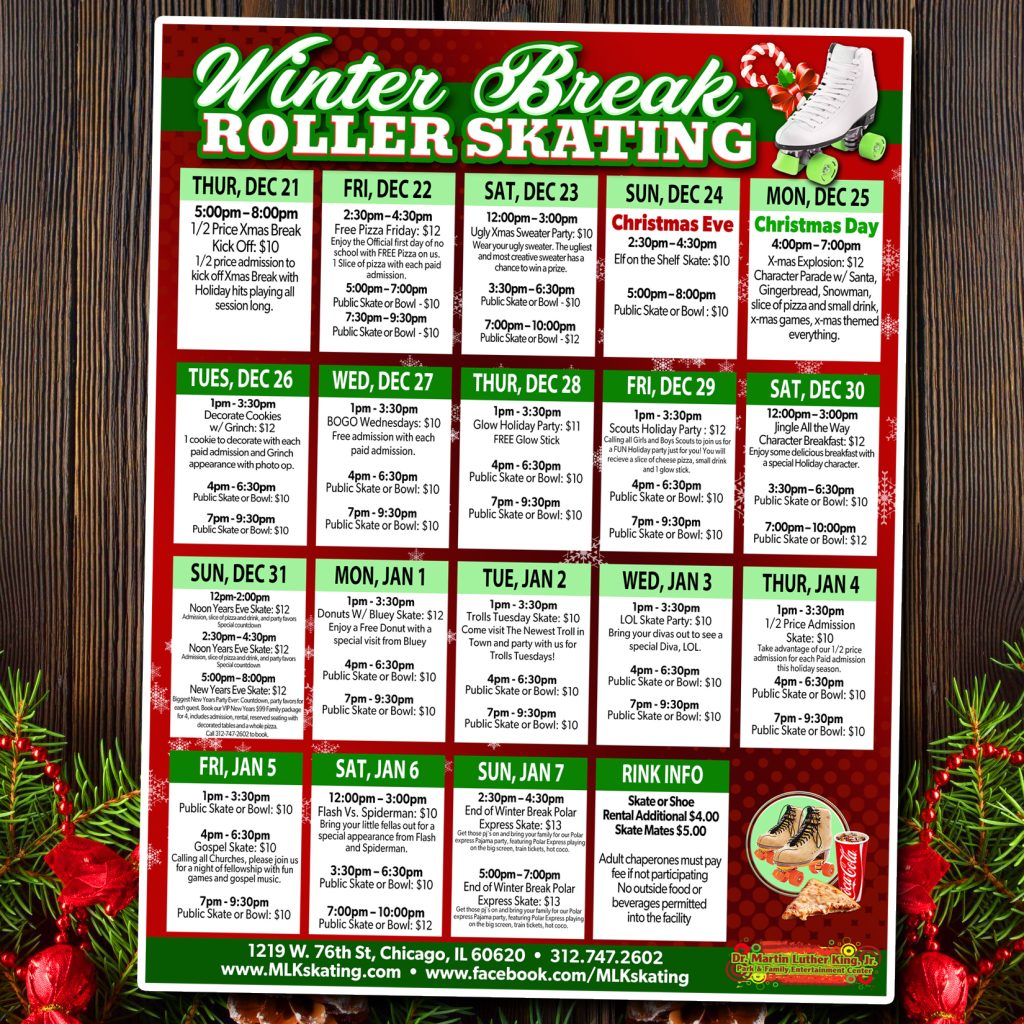 MLK Skating Winter Break Calendar