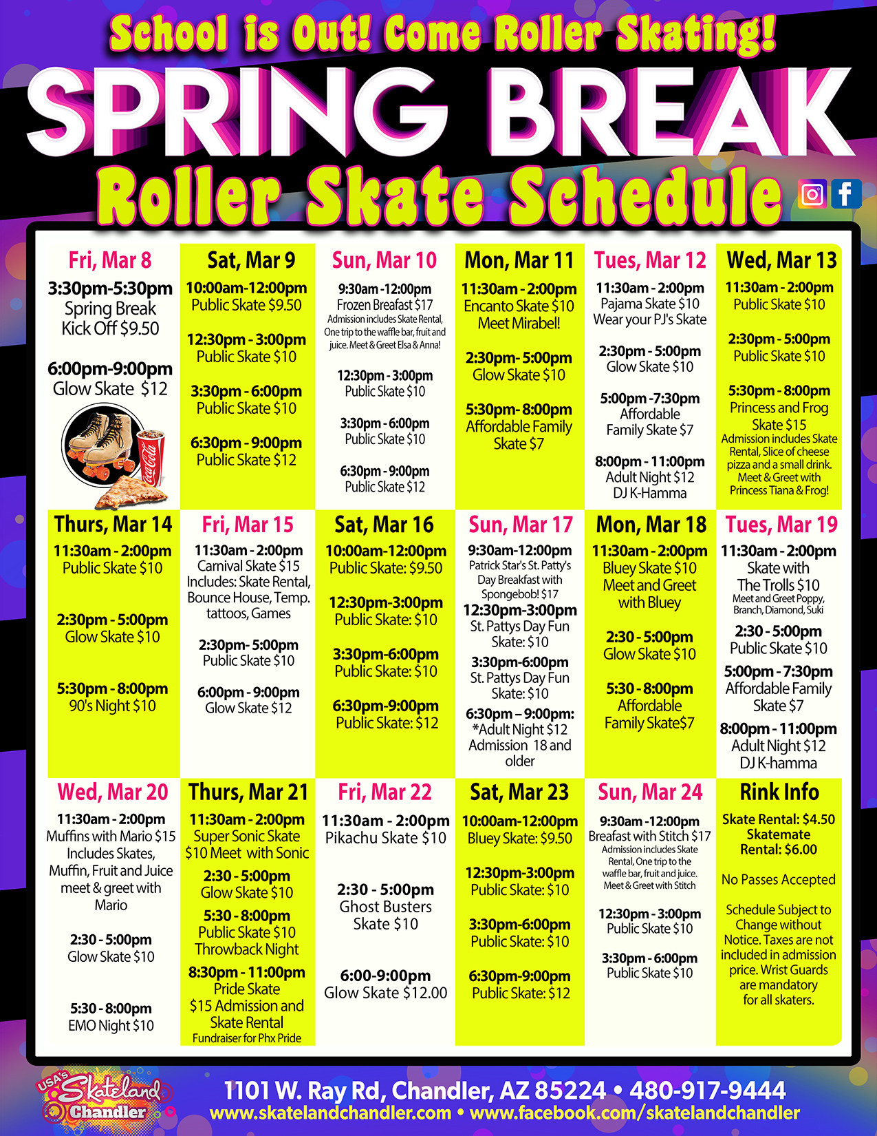 Schedule & Events Skateland Chandler