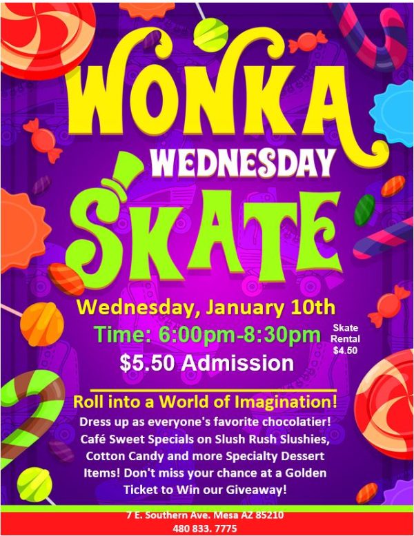 Wonka Wednesday Skate Skateland Mesa