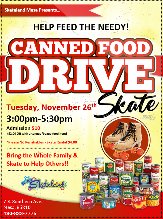 Skateland Mesa Canned Food Drive