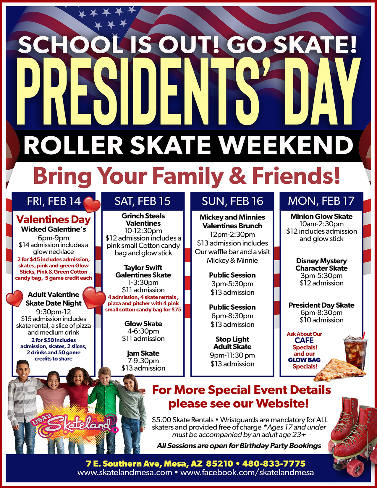 Presidents’ Day Weekend Roller Skating Skateland Mesa