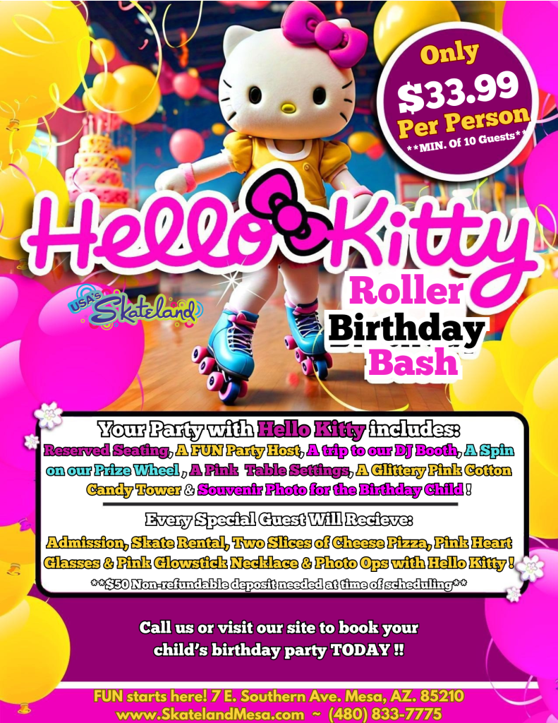Hello Kitty Birthday Party Package at Skateland Mesa