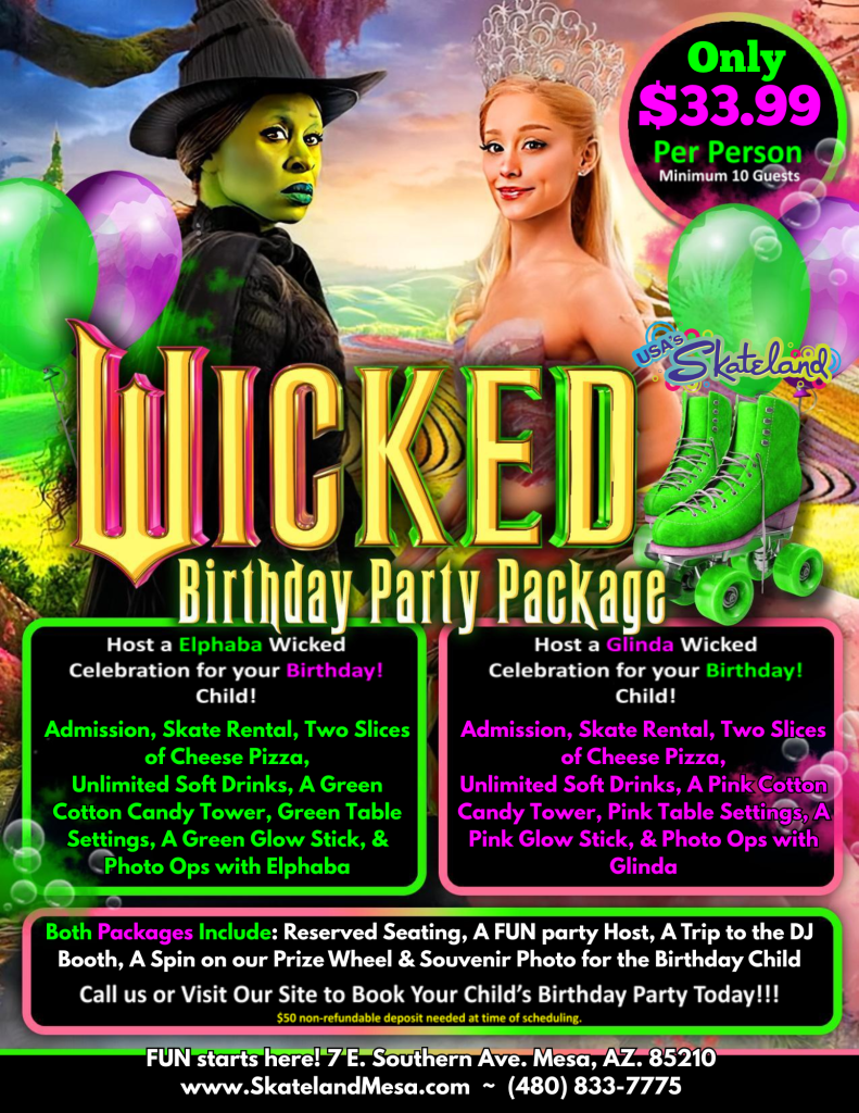 Wicked Birthday Party Package at Skateland Mesa