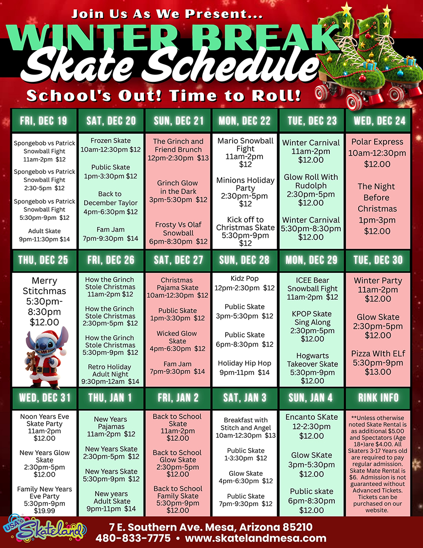 Winter Break 2025 Skateland Mesa