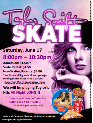 Taylor Swift Skate Night at Great Skate in Glendale AZ