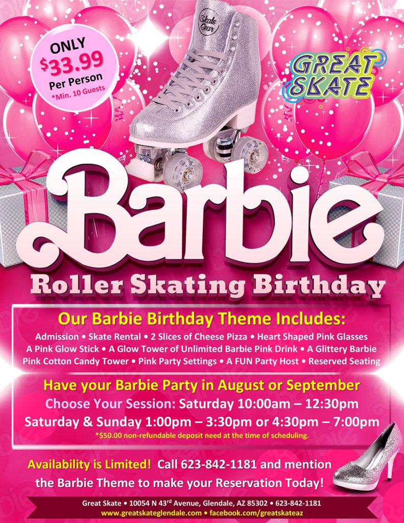 Barbie Birthday Party Package for kids at Great Skate in Glendale AZ