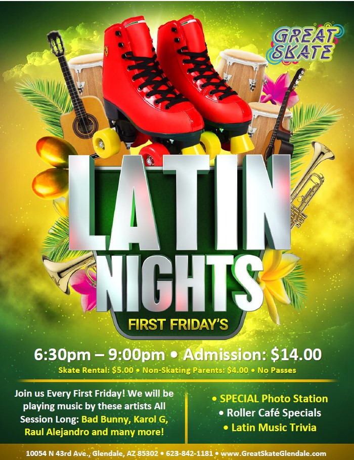 Latin Night at Great Skate 1st Friday of Each Month