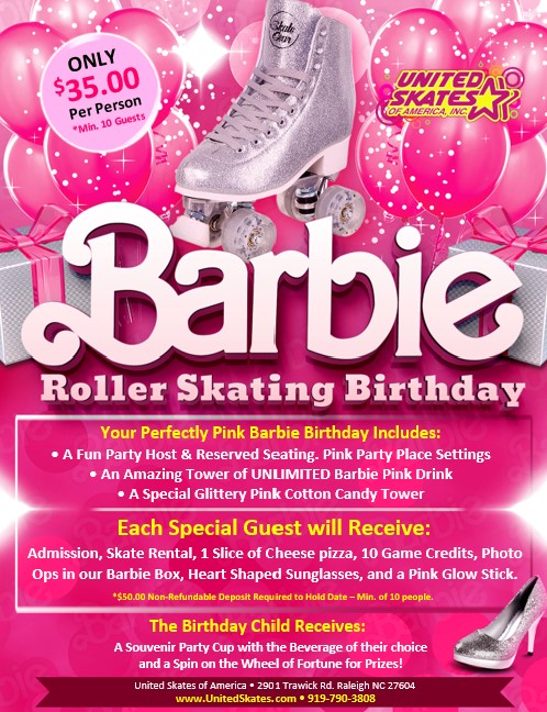 Barbie Birthday Party at United Skates in Raleigh