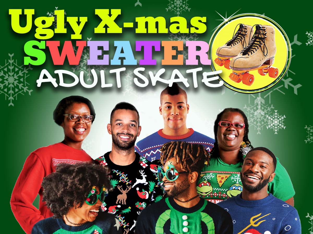 ugly sweater adult skate at skateworld