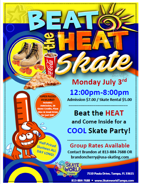 beat the heat skate at skate world tampa