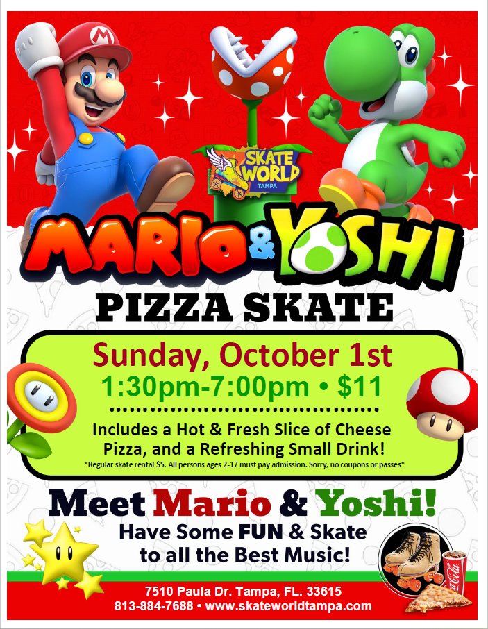 mario and yoshi skate at skate world tampa