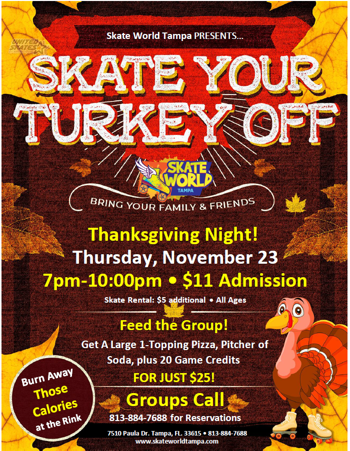 skate your turkey off at skate world tampa