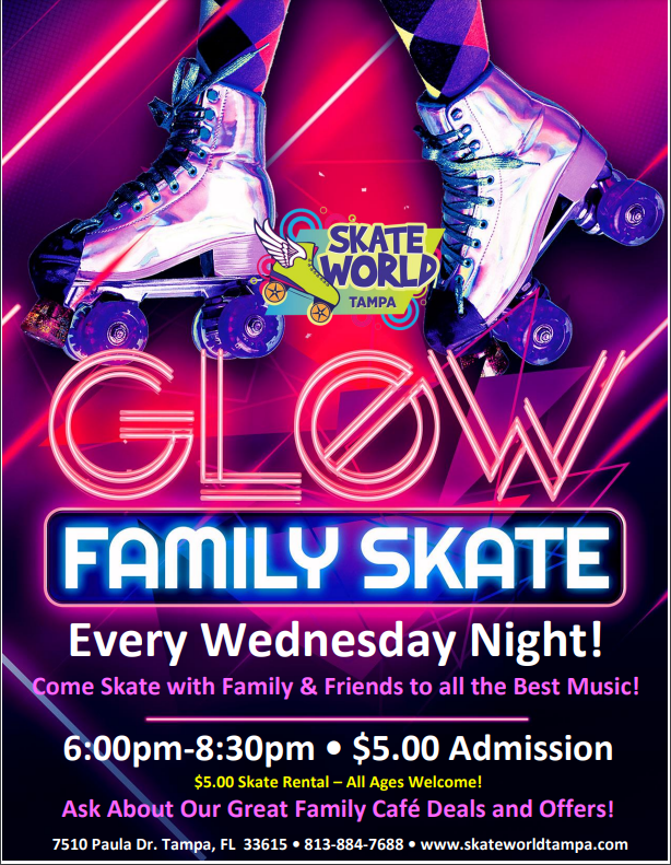 family glow skate at skate world tampa