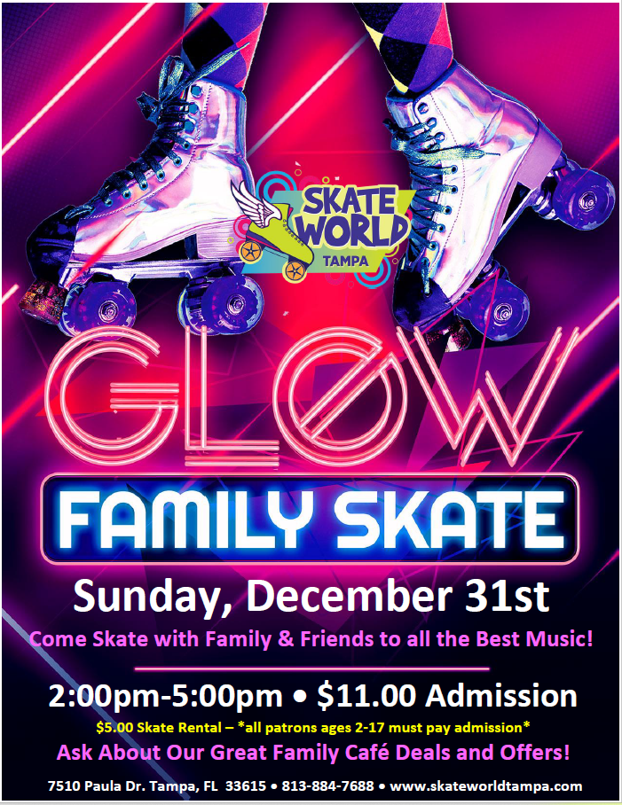 family new years eve glow skate at skate world tampa