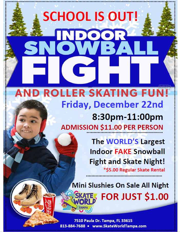 Indoor snowball fight skate at skate world tampa