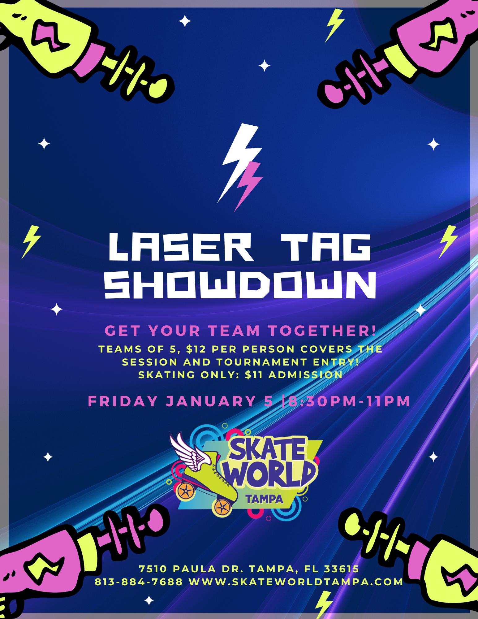 laser tag tournament skate at skate world tampa