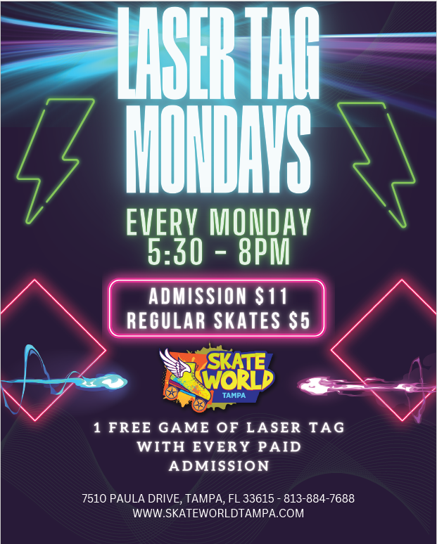 Laser Tag Mondays skate at skate world tampa