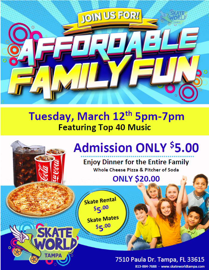 Affordable Family Fun Night at Skate World Tampa