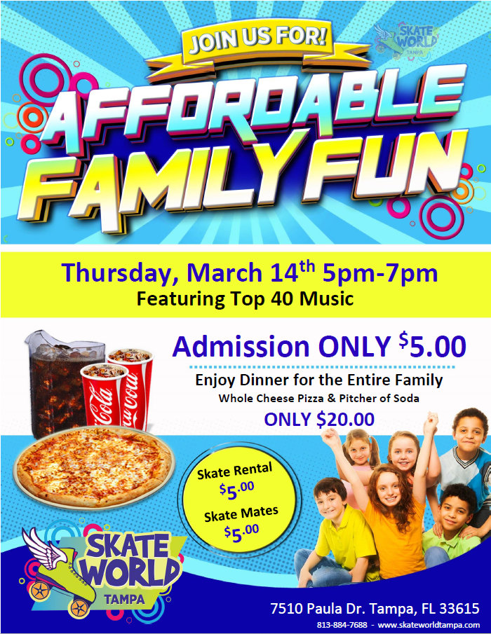 Affordable Family Fun Night at Skate World Tampa
