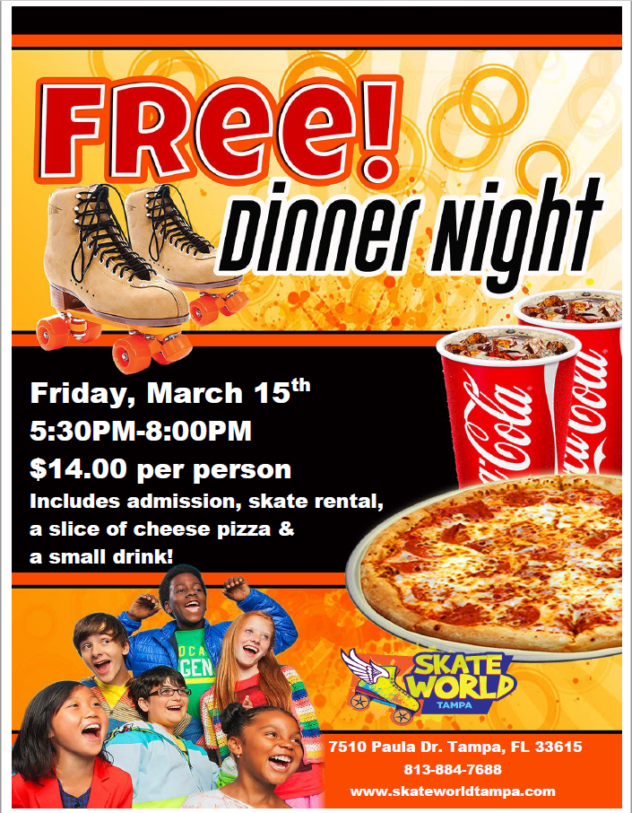 Free Dinner Night at Skate World Tampa