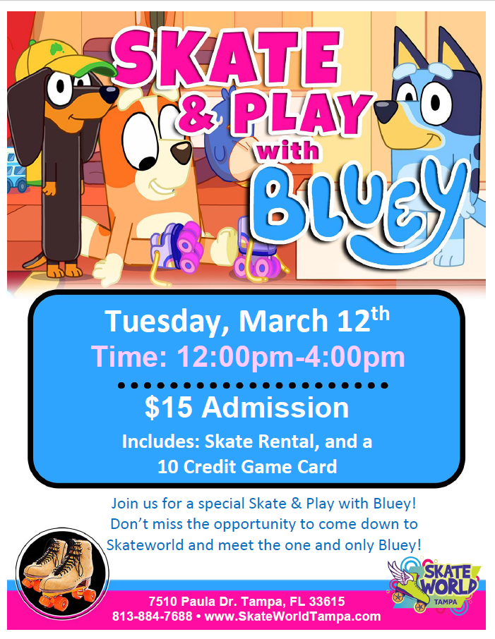 Skate & Play with Bluey at Skate World Tampa