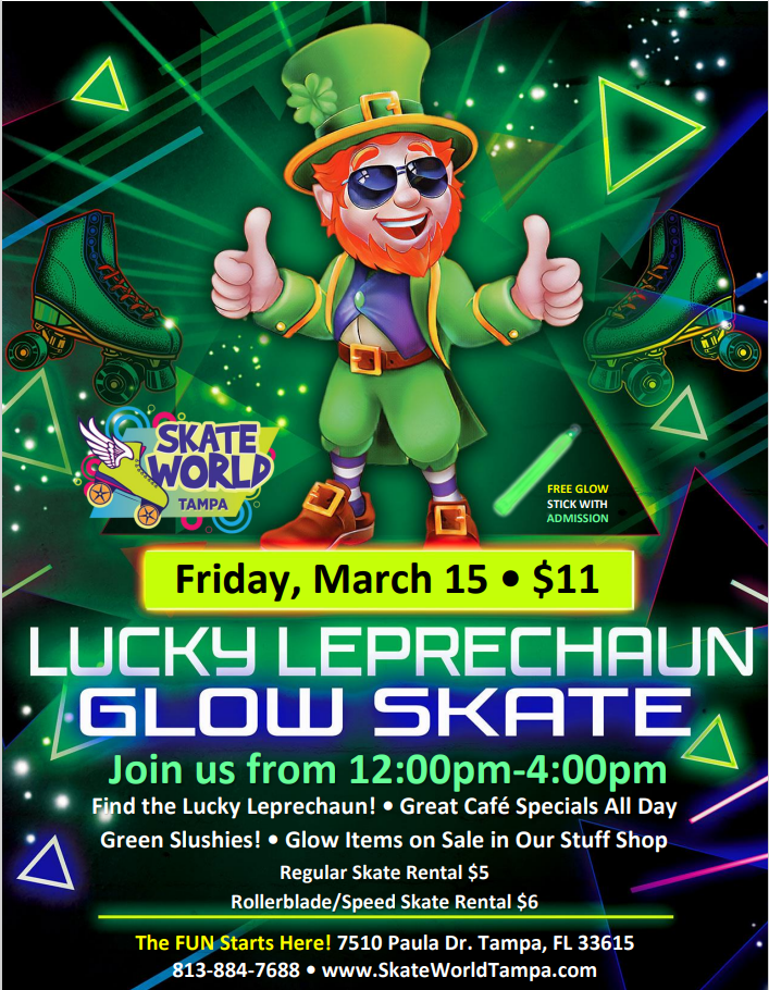 Lucky Leprechaun Glow Skate at Skate World Tampa