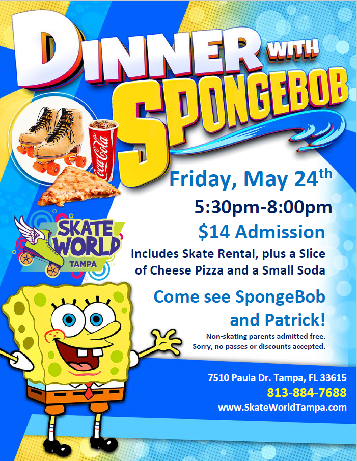 Dinner with Spongebob and Patrick at Skateworld Tampa!