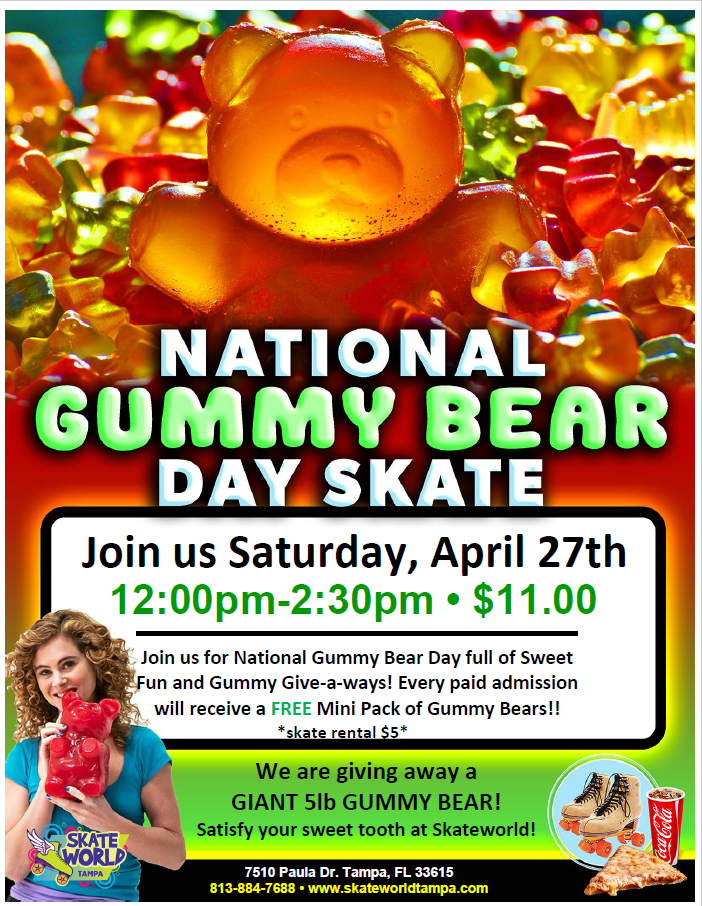 National Gummy Bear Day Skate at Skateworld Tampa!
