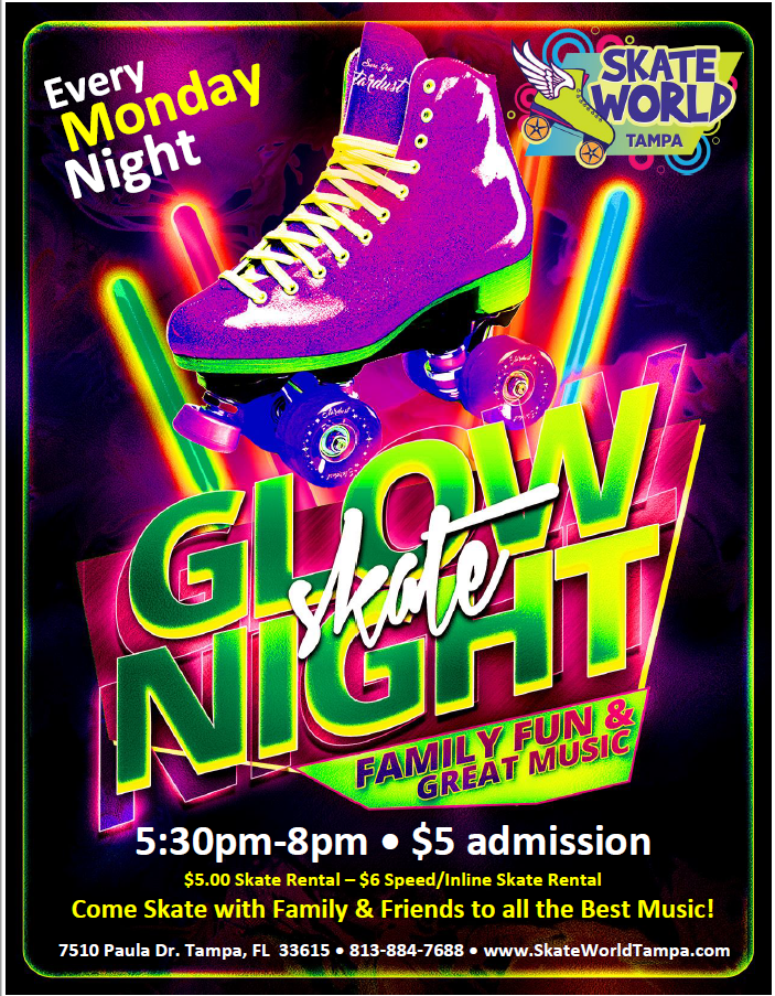 Monday Night Glow Skate at Skate World Tampa!