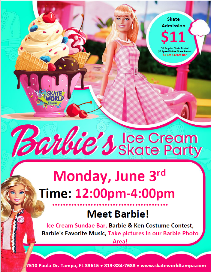 Barbies Ice Cream Skate Party at Skateworld Tampa!