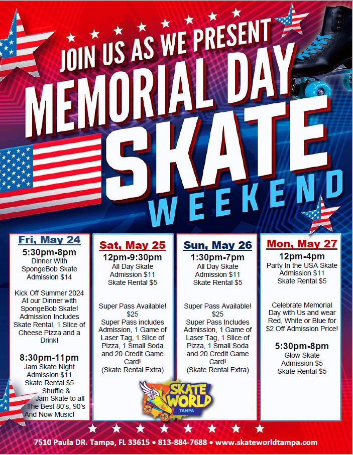 Memorial Day Weekend 2024 Skating at Skateworld Tampa