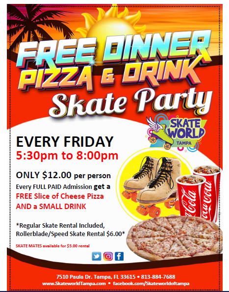 Summer dinner night roller skating at skate world tampa!