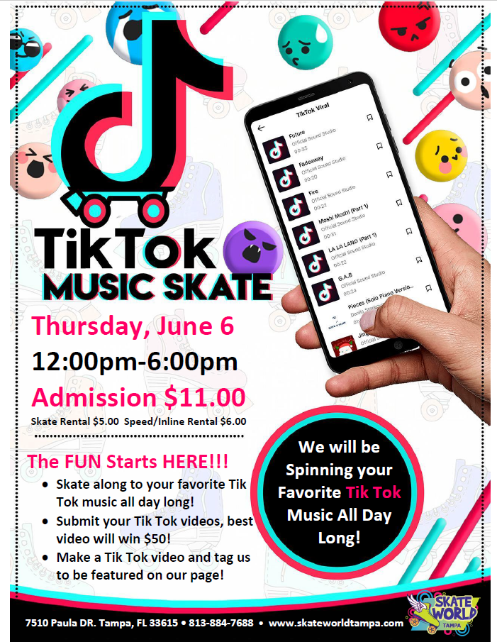 TikTok Music Skate at Skateworld Tampa!