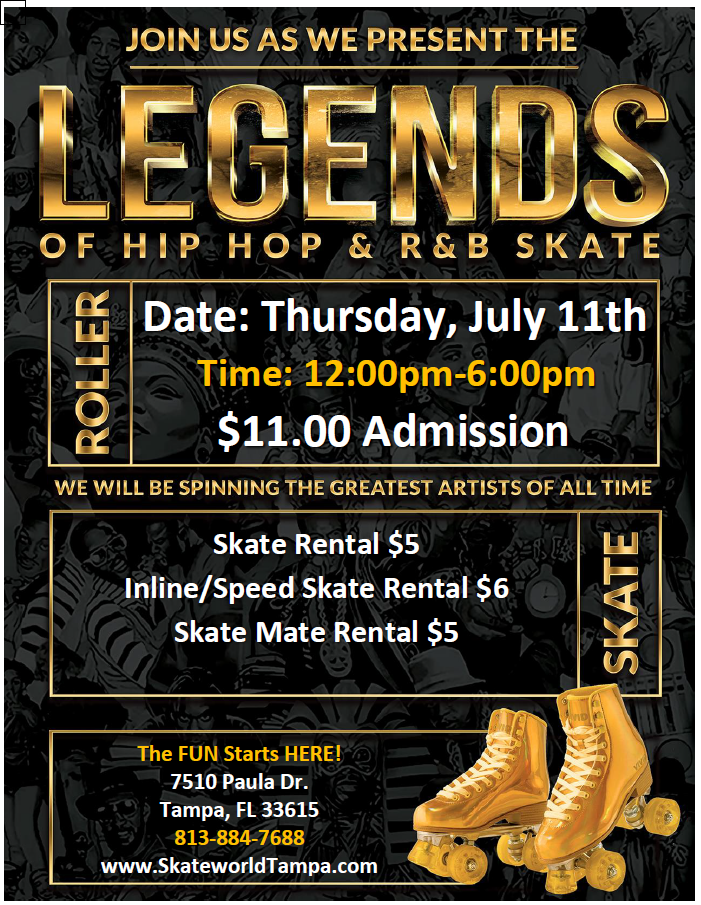 Legends of Hip Hop and R&B Skate at Skate World Tampa