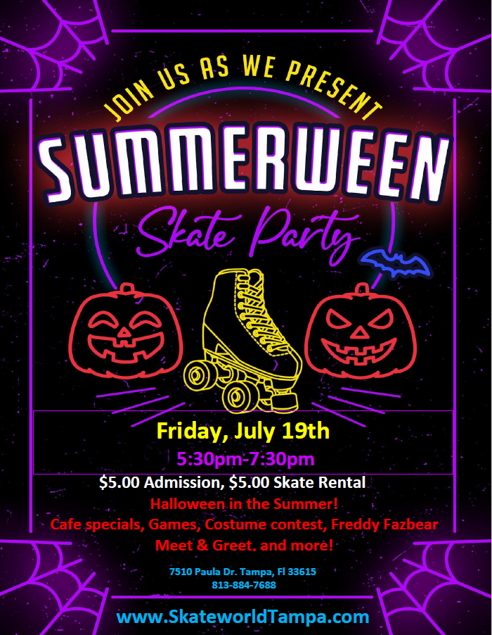 Summerween Skate Party with Freddy Fazbear at Skateworld Tampa!