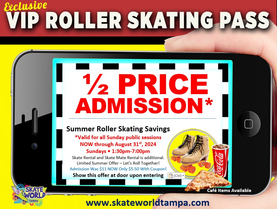 1/2 Price Admission at Skate World in Tampa