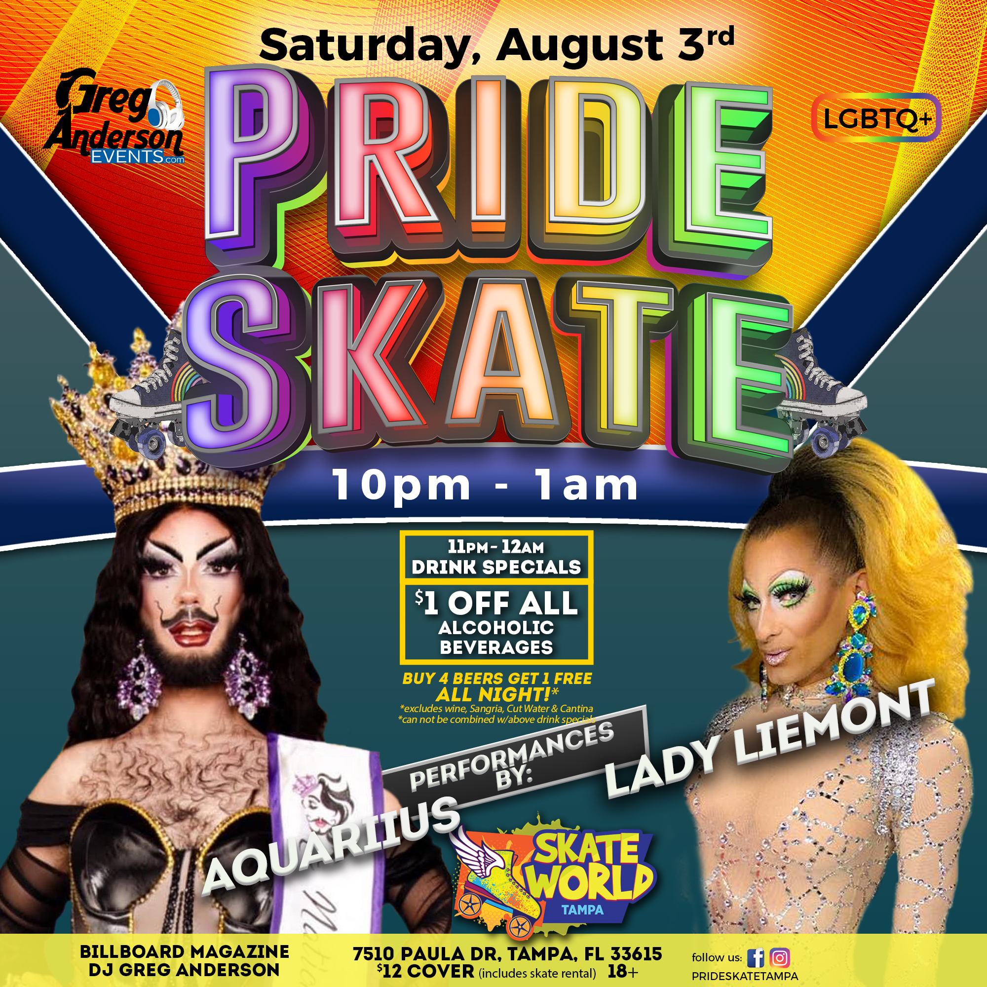 LGBTQ+ Friendly Pride Skate Night at Skateworld Tampa!