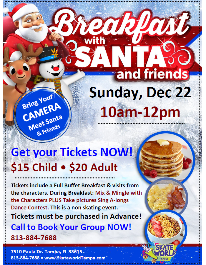 Breakfast with Santa and Friends at Skateworld Tampa